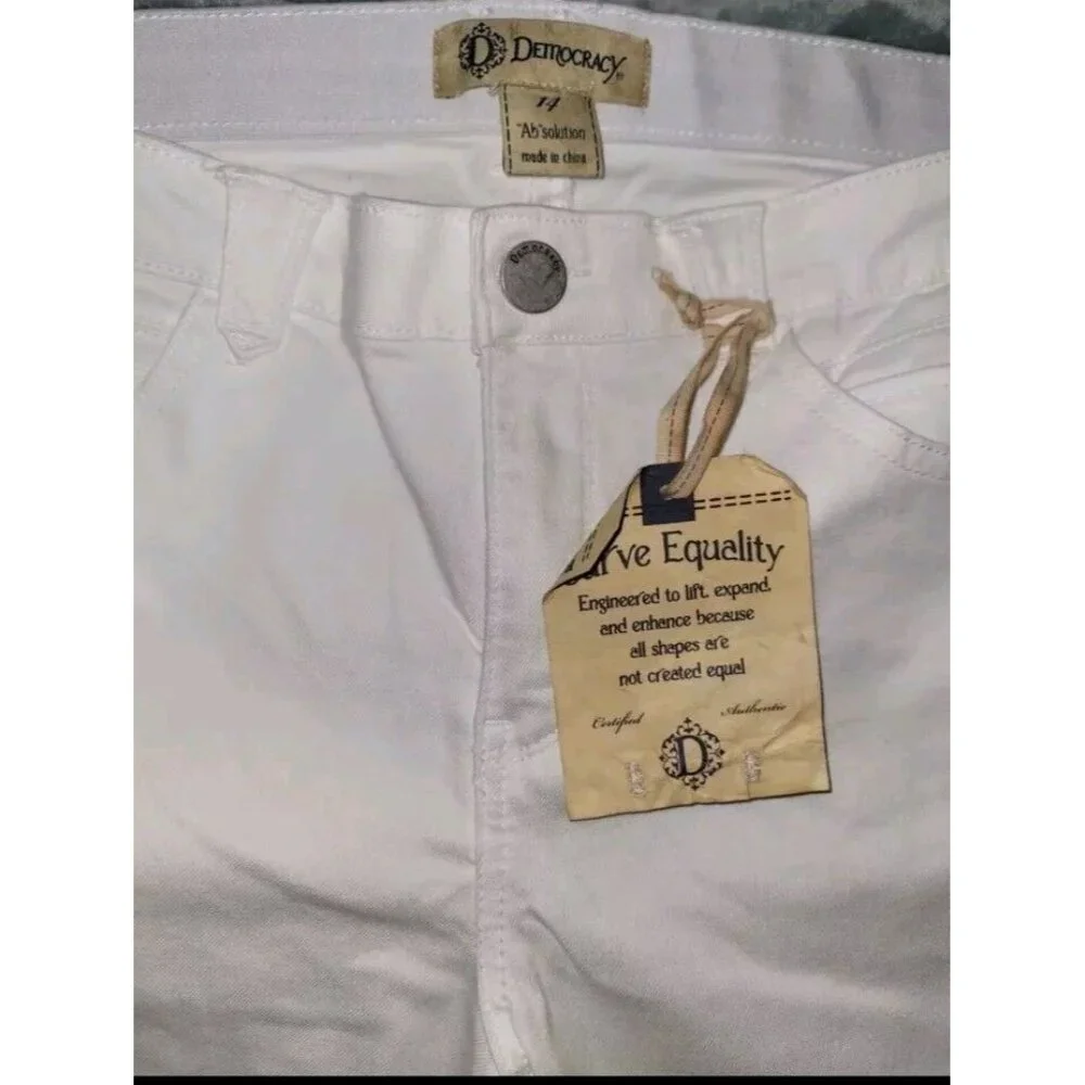 NWT DEMOCRACY White Denim "AB"SOLUTION Slimming Freedom Ankle Skimmer Jeans 14 - Picture 4 of 6